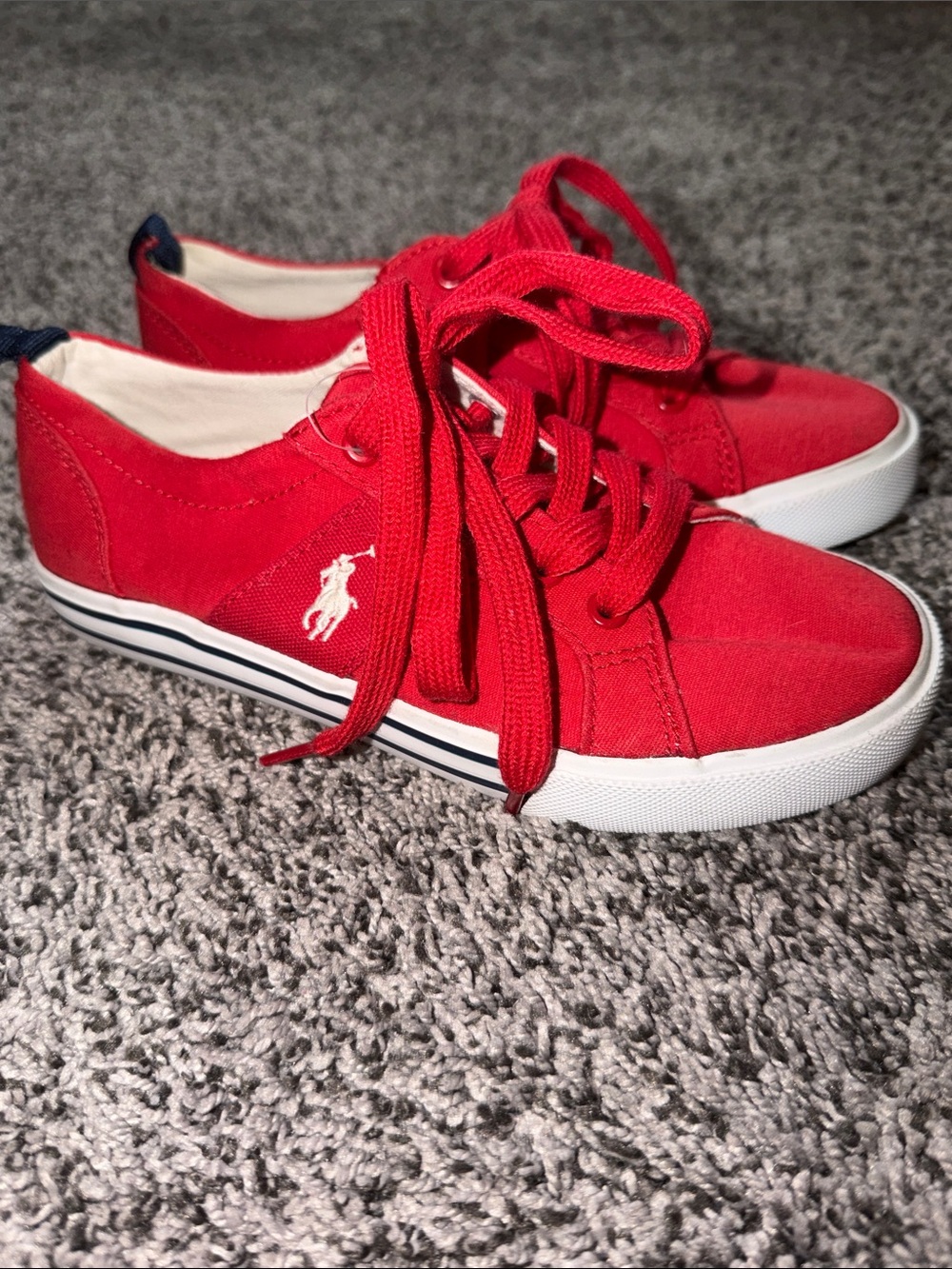 Polo by Ralph Lauren Red Canvas Kids Lace-Up Sneakers